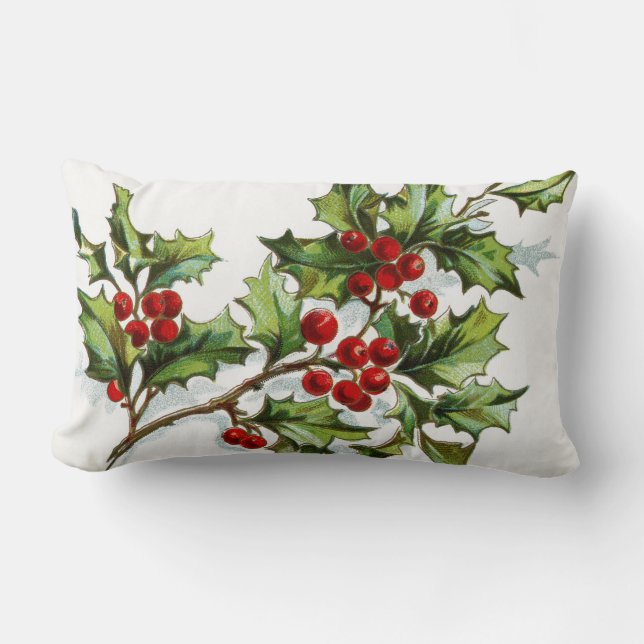 Holly Berries 001 Lumbar Cushion (Front)