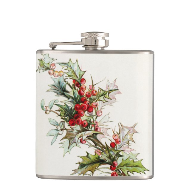 Holly Berries 004 Hip Flask (Front)