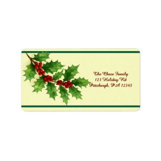 Holly & Berries address Label