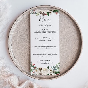 Holly Berries and Floral Wedding Christmas Dinner Menu