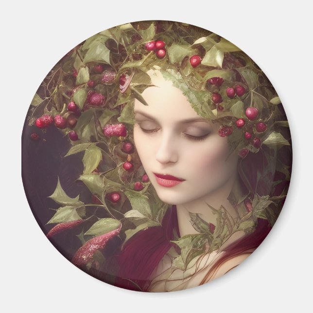 Holly Berries Beautiful Woman  Christmas   Magnet (Front)