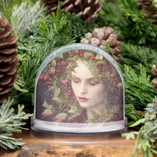 Holly Berries Beautiful Woman  Christmas   Snowglobe (Winter)