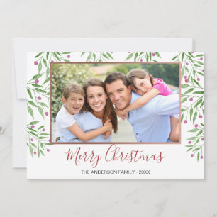 Holly Berries - Branches with Leaves Photo Card
