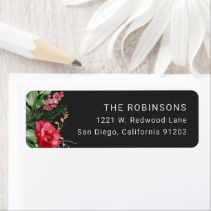 Holly Berries Chic Dark Gray Christmas Address Return Address Label