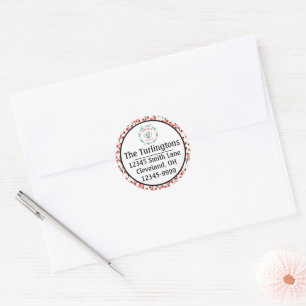 Holly Berries Christmas Blessings Return Address Classic Round Sticker