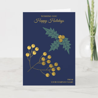 Holly Berries Christmas Clients Customer Employees Holiday Card