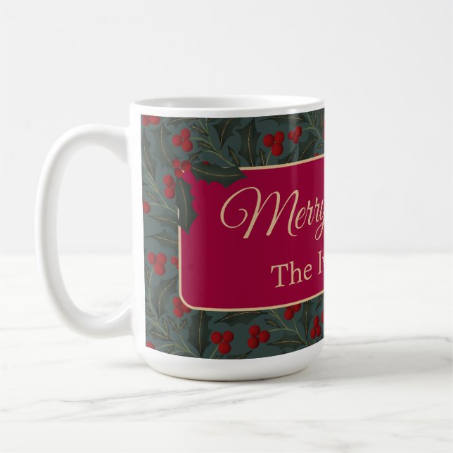 Holly Berries Christmas Coffee Mug (Left)