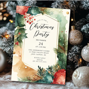 Holly & Berries Christmas Party Invitation