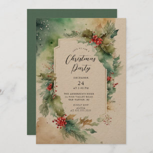 Holly & Berries Christmas Party Invitation