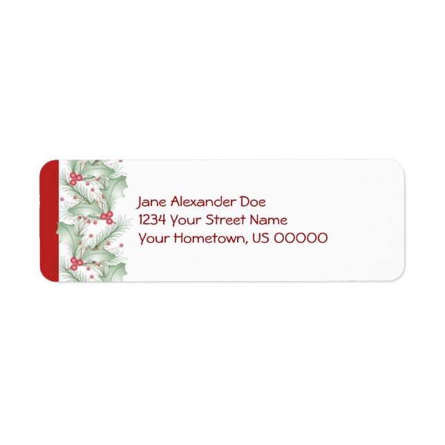 Holly Berries Christmas Return Label Return Address Label (Front)