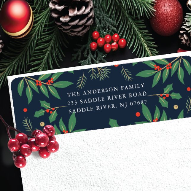 Holly Berries Flower Return Address Label (Creator Uploaded)