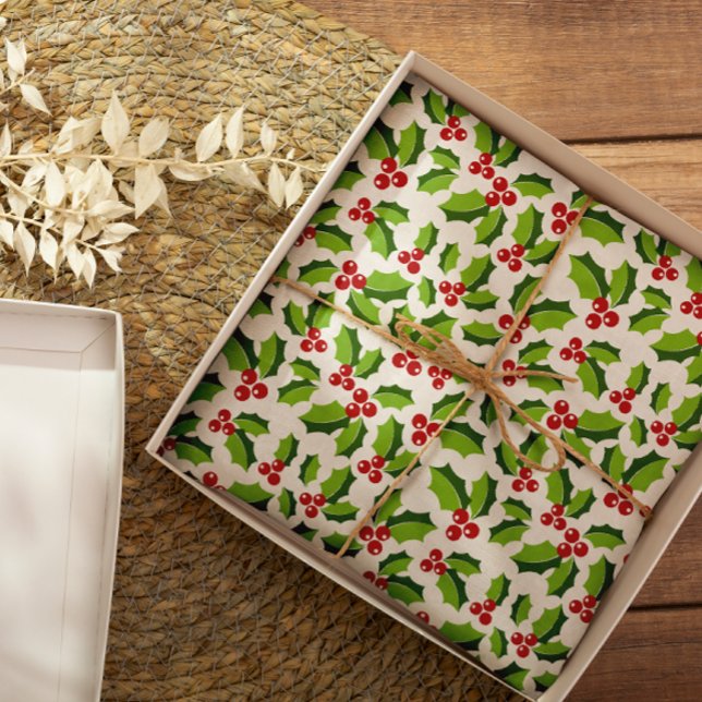 Holly Berries Holly Leaves Mistletoe Holiday Tissue Paper (Creator Uploaded)