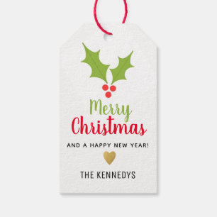 Holly Berries Merry Christmas Gift Tags
