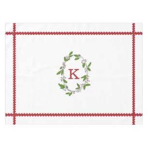 Holly Berries Monogram Holiday Tablecloth