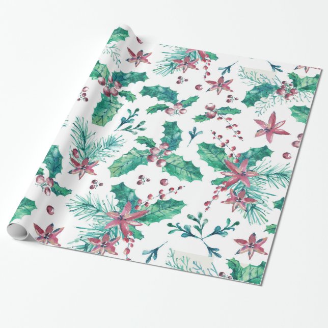 Holly Berries of Bright Colours Wrapping Paper (Unrolled)