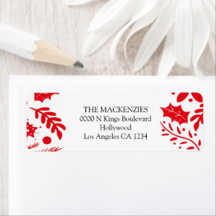 Holly Berries Personalised Christmas Return Address Label