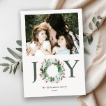 Holly Berries Pine Joy Christmas Wreath Photo Holiday Card<br><div class="desc">If you need any further customisation please feel free to message me on yellowfebstudio@gmail.com.</div>