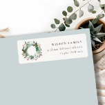Holly Berries Pine Snow Christmas Wreath Address Return Address Label<br><div class="desc">If you need any further customization please feel free to message me on yellowfebstudio@gmail.com.</div>