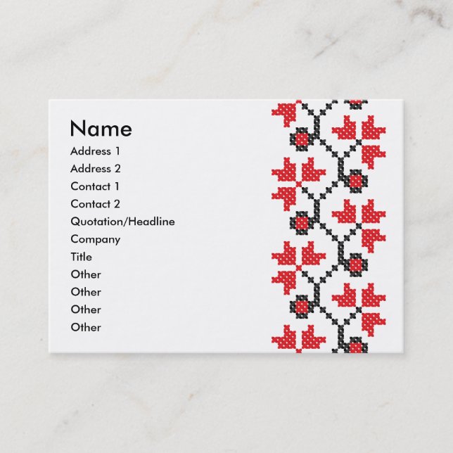 Holly Berries Red flower cross-stitch design Business Card (Front)