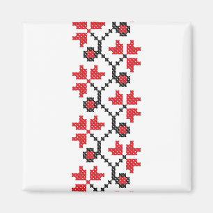 Holly Berries Red flower cross-stitch design Magnet