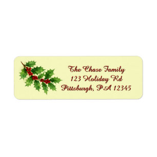 Holly & Berries return address Label