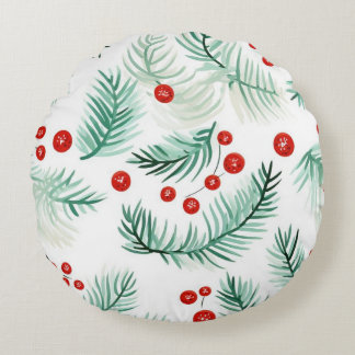 Holly Berries Round Cushion