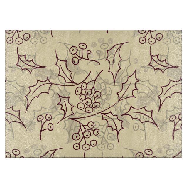 Holly berries seamless design cutting board (Front)