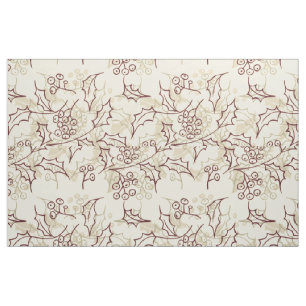 Holly berries seamless design fabric