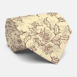 Holly berries seamless design tie