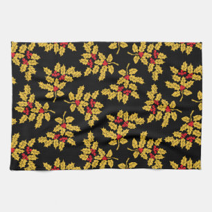 Holly Berries Tea Towel