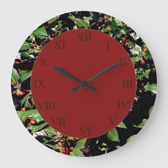 Holly & Berries Wall Clock (Front)