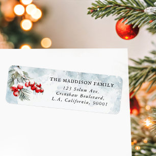 Holly berries Watercolor Winter Christmas Address Return Address Label