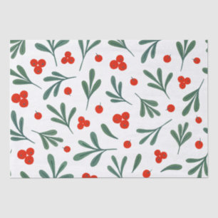 Holly Berries Winter Plant Seamless Pattern Tissue Paper