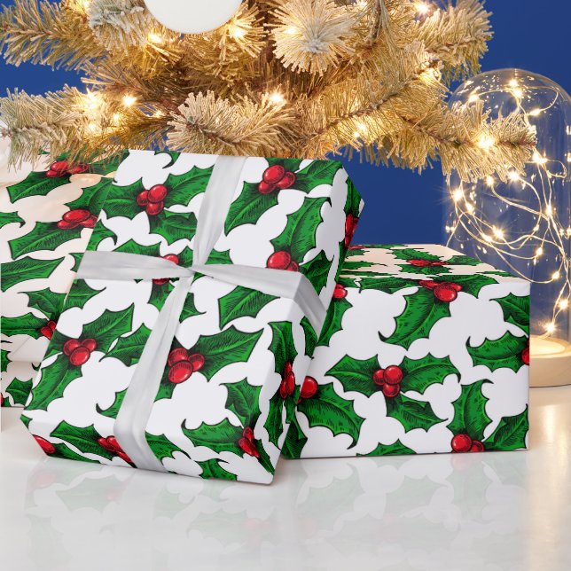 Holly Berries Wrapping Paper (Holidays)