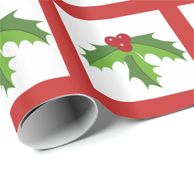 Holly Berries Wrapping Paper (Roll Corner)