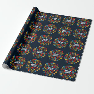 Holly berries wreath Romanian Flag colours Wrap Wrapping Paper