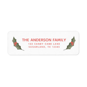 Holly Berry and Garland Christmas Return Address Label