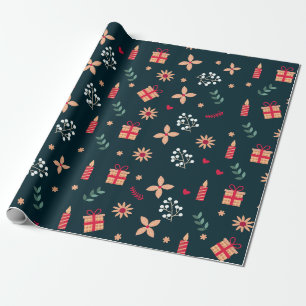 Holly Berry Art Pattern Christmas Art Candle Art C Wrapping Paper