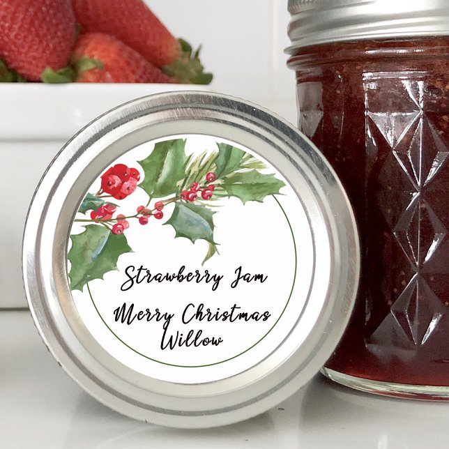 Holly Berry Blank Jar Canning Homemade Classic Round Sticker (Holly Berry Blank Jar Canning Homemade Classic Round Sticker)