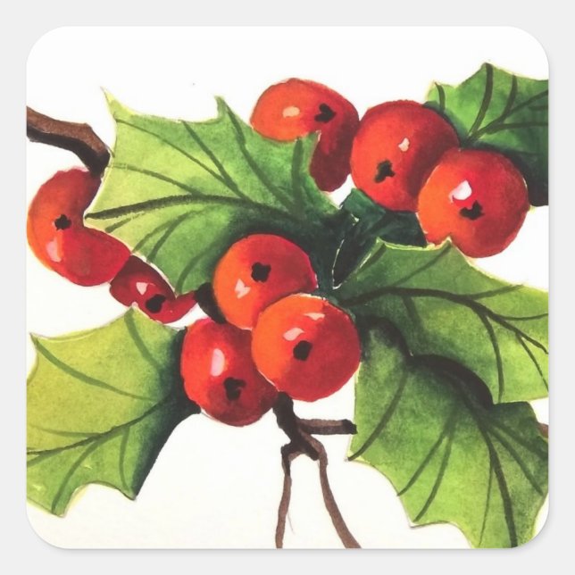 Holly Berry Branch Sticker (Front)