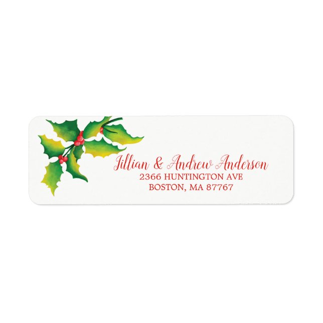 Holly Berry Christmas Address Label Return Address Label (Front)