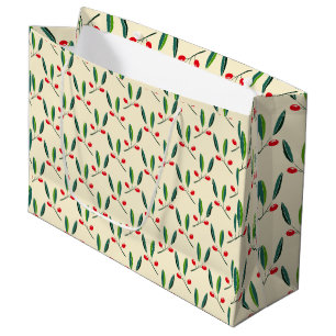 Holly Berry Christmas Art One Little Christmas Tre Large Gift Bag