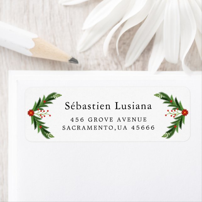 Holly Berry Christmas Holiday Return Address Label (Insitu)