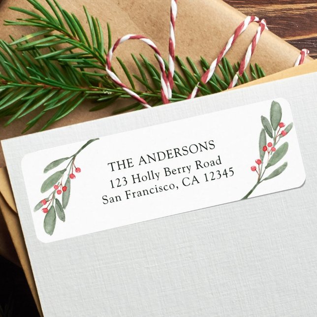 Holly Berry Christmas Holiday Return Address Label (Creator Uploaded)