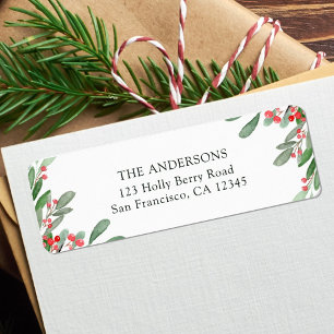 Holly Berry Christmas Holiday Return Address Label
