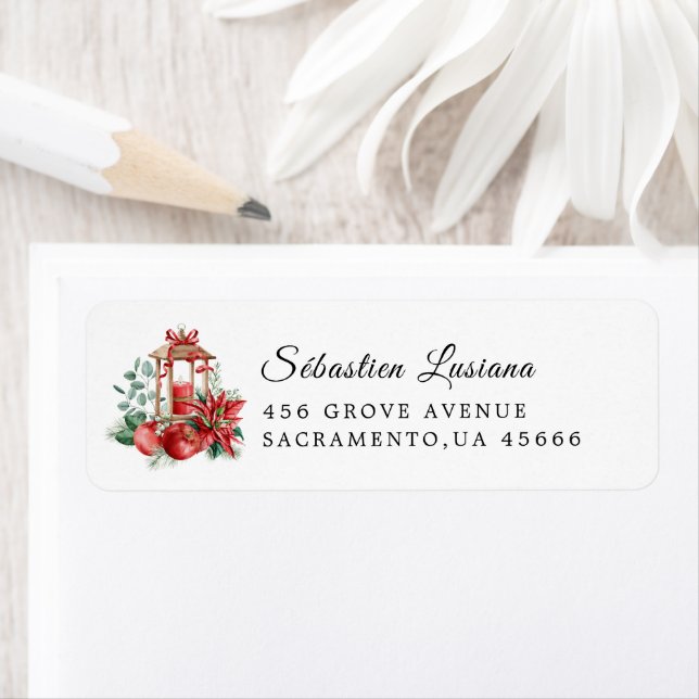 Holly Berry Christmas Holiday Return Address Label (Insitu)