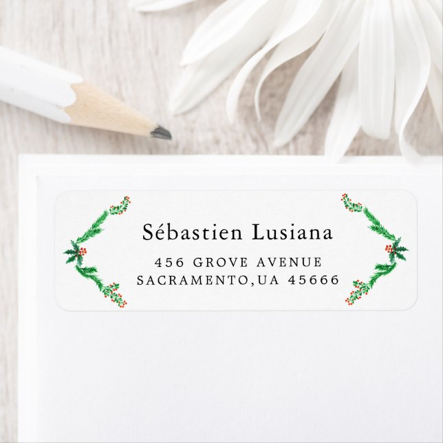 Holly Berry Christmas Holiday Return Address Label (Insitu)
