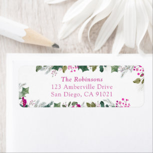 Holly Berry Christmas Holiday Return Address Label