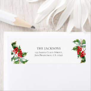 Holly Berry Christmas Holiday Return Address Label