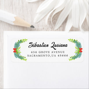 Holly Berry Christmas Holiday Return Address Return Address Label